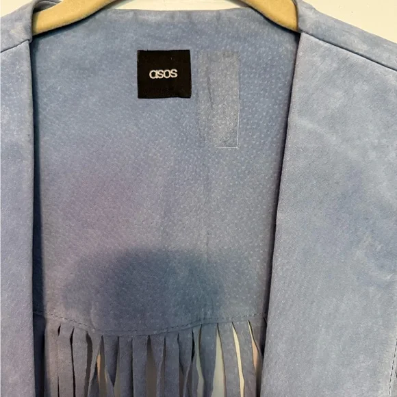 🔥ASOS Light Blue Suede collar with Fringe - Picture 10 of 11